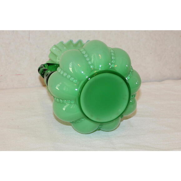 Vintage Fenton Green Beaded Melon Pitcher – Large 8 Inches - Picture 4 of 4